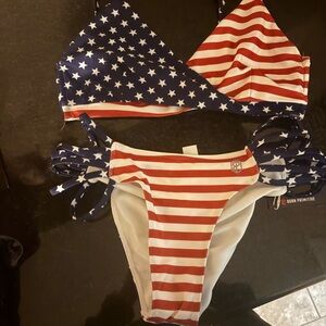 Born Primitive Red and White Striped Bikini